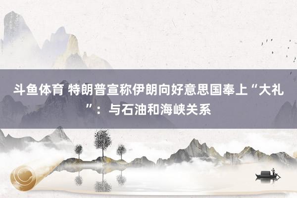 斗鱼体育 特朗普宣称伊朗向好意思国奉上“大礼”：与石油和海峡关系