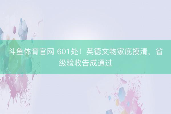 斗鱼体育官网 601处！英德文物家底摸清，省级验收告成通过
